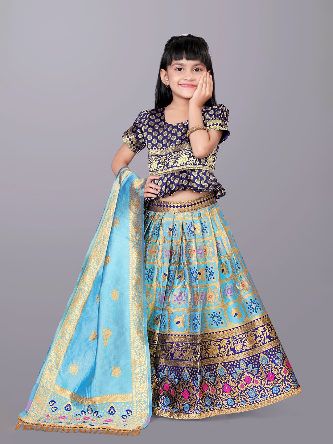 

BAESD Girls Ready to Wear Lehenga & Blouse With Dupatta, Sea green