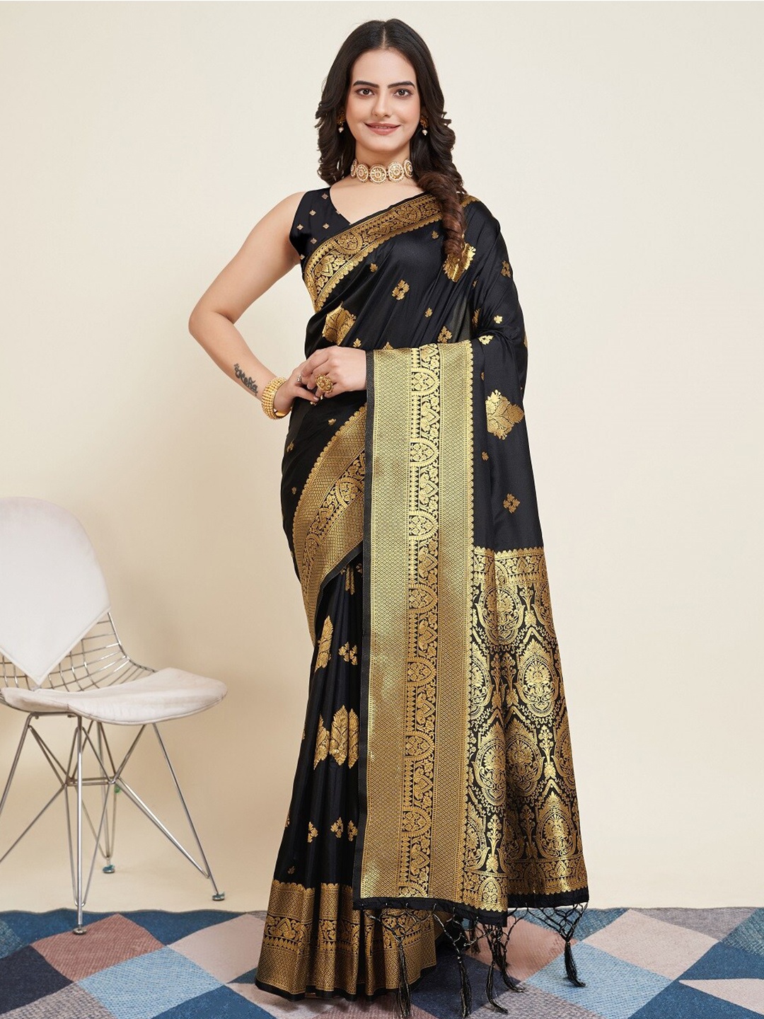 

Sarvada Woven Design Zari Silk Designer Banarasi Saree, Black