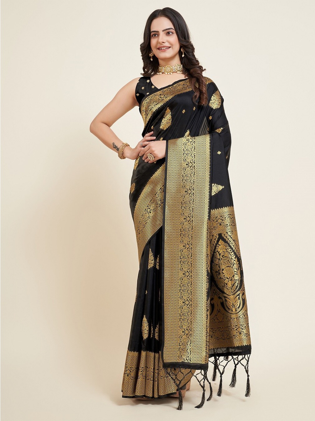

Sarvada Woven Design Zari Silk Designer Banarasi Saree, Black