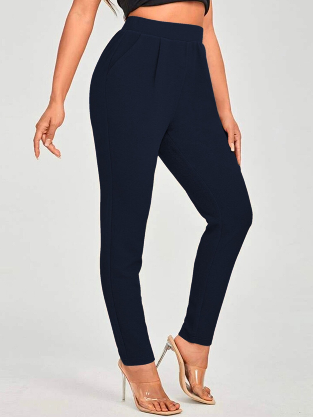 

Dream Beauty Fashion Women High-Rise Trousers, Navy blue