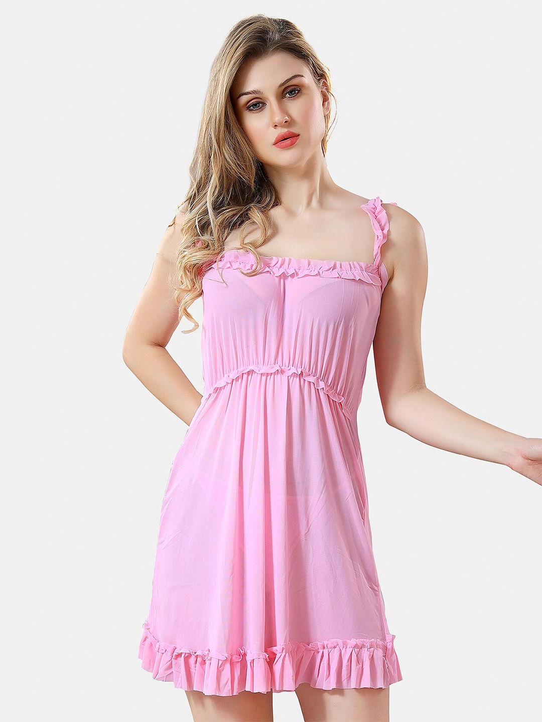 

Be You Self Design Net Baby Doll, Pink