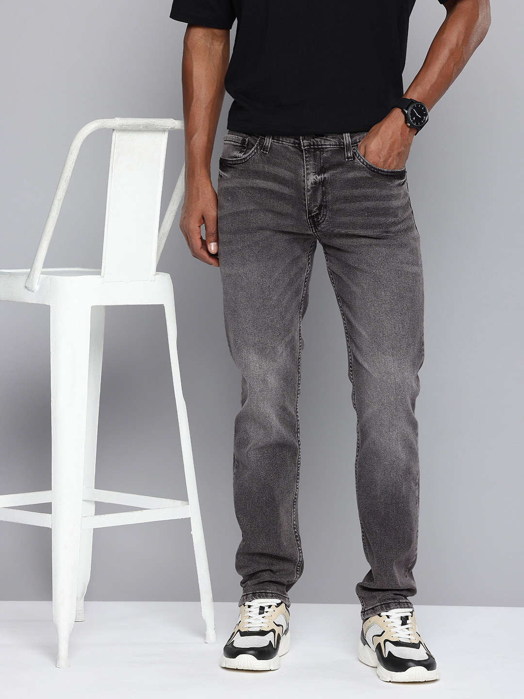 

Levis Men 511 Slim Fit Heavy Fade Stretchable Jeans, Black