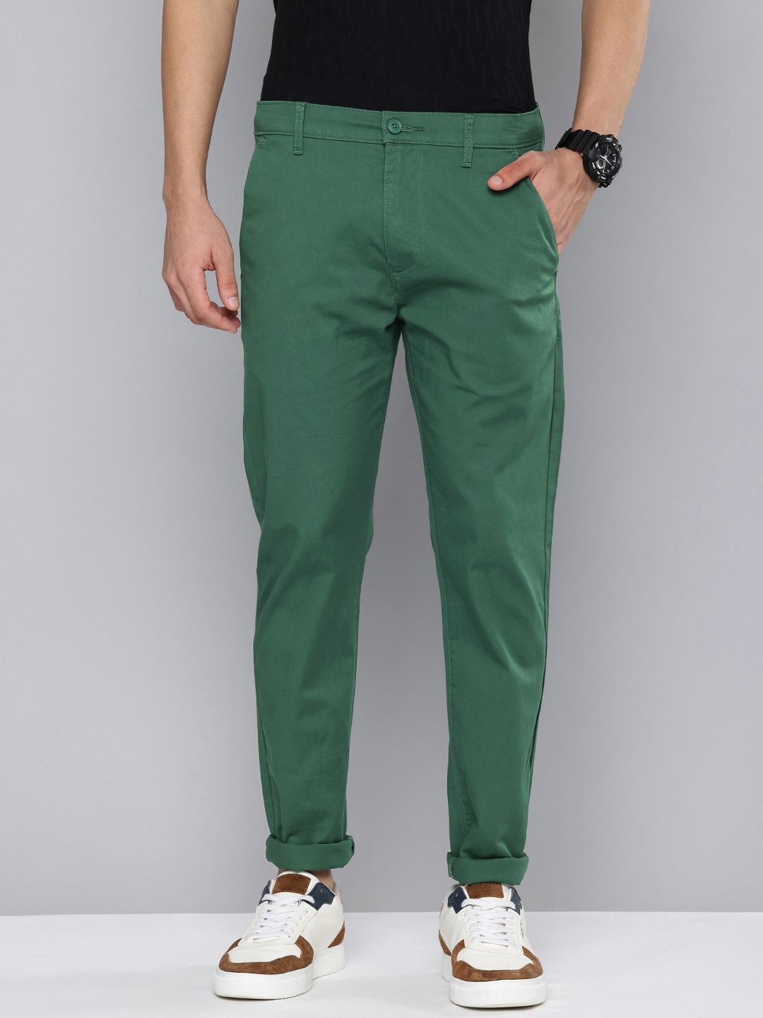 

Levis Men Tapered Fit Chinos Trousers, Green