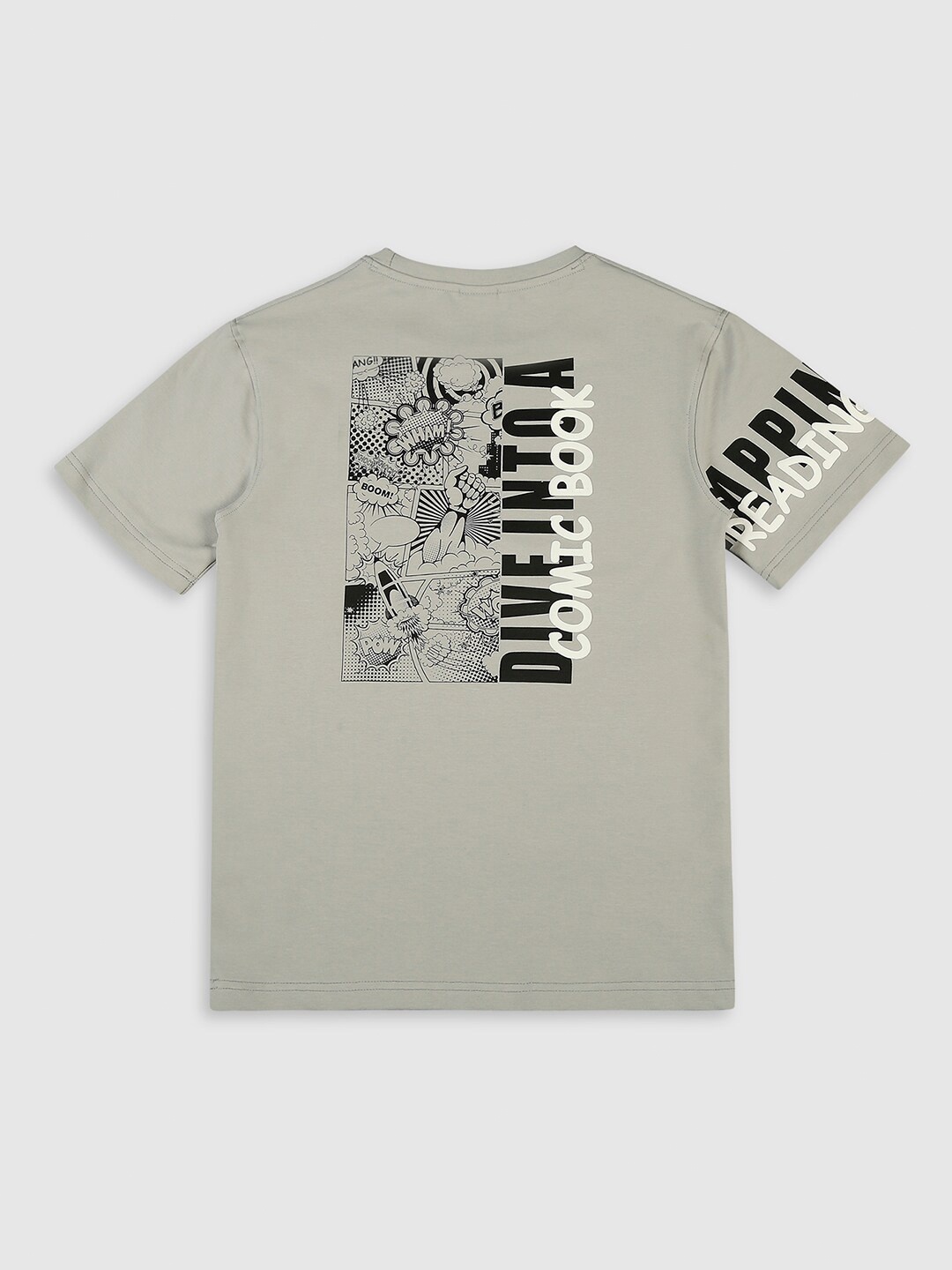 

CAVIO Boys Typography Printed Round Neck Cotton T-shirt, Grey