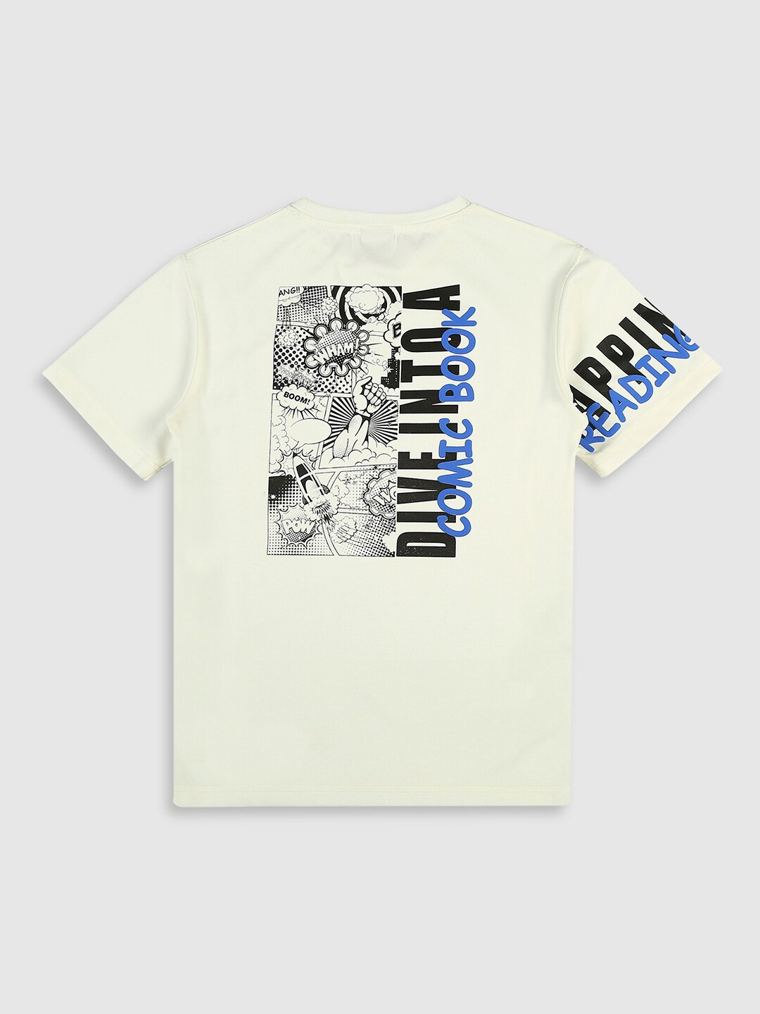 

CAVIO Boys Typography Printed Cotton T-shirt, White