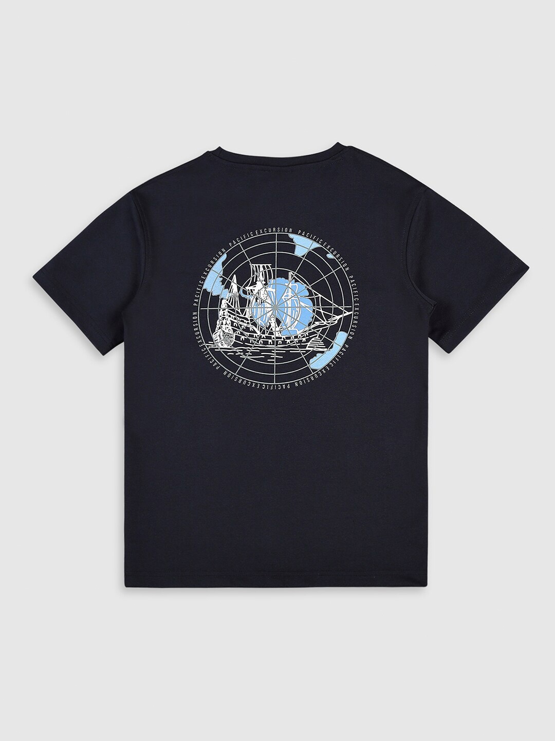 

CAVIO Boys Graphic Printed Cotton T-shirt, Navy blue