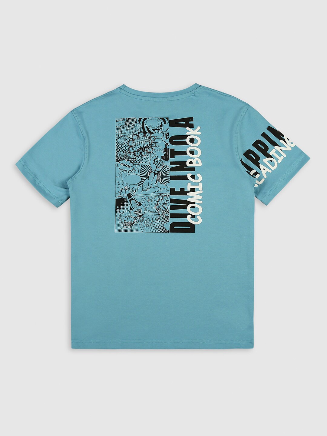 CAVIO Boys Typography Printed Round Neck Cotton T-shirt, Blue
