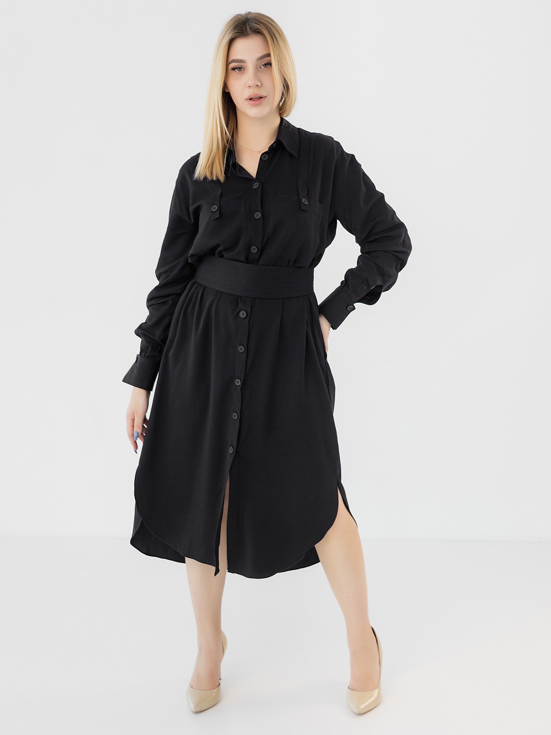 

Diyas London Shirt Midi Dress, Black