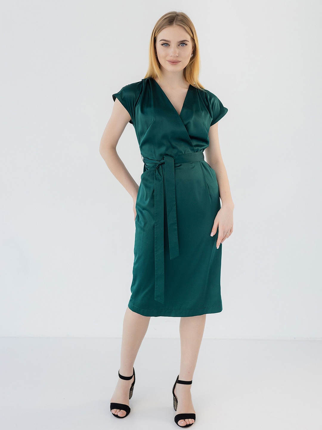 

Diyas London V-Neck Wrap Midi Dress, Green