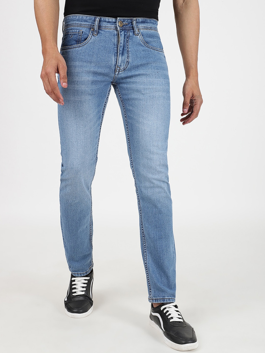 

Greenfibre Men Slim Fit Heavy Fade Cotton Jeans, Blue