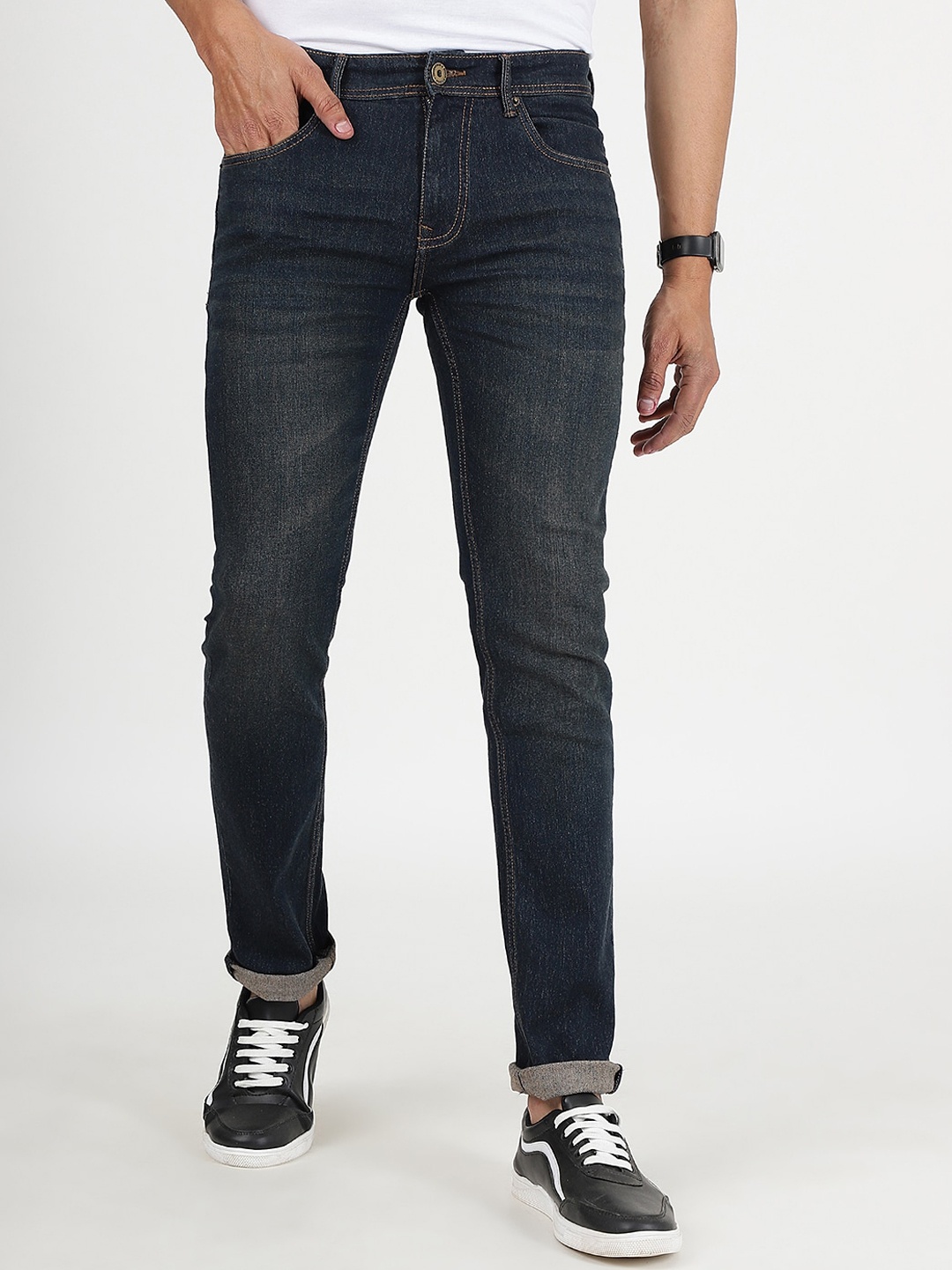 

Greenfibre Men Slim Fit Heavy Fade Cotton Jeans, Grey
