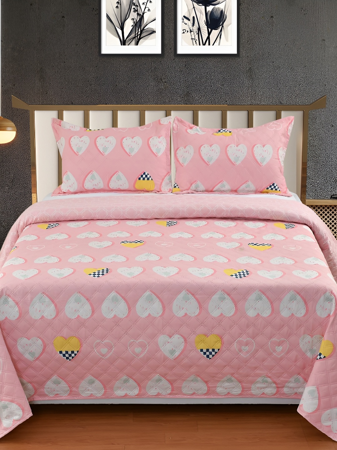 

MallowWorld 3-Pcs Pink 280TC Bedsheet With Pillow Covers