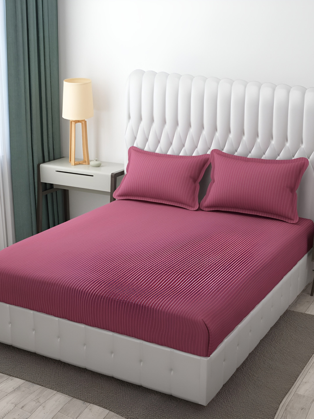 

MallowWorld Mauve 3 Pieces 200TC Bedsheet With Pillow Covers
