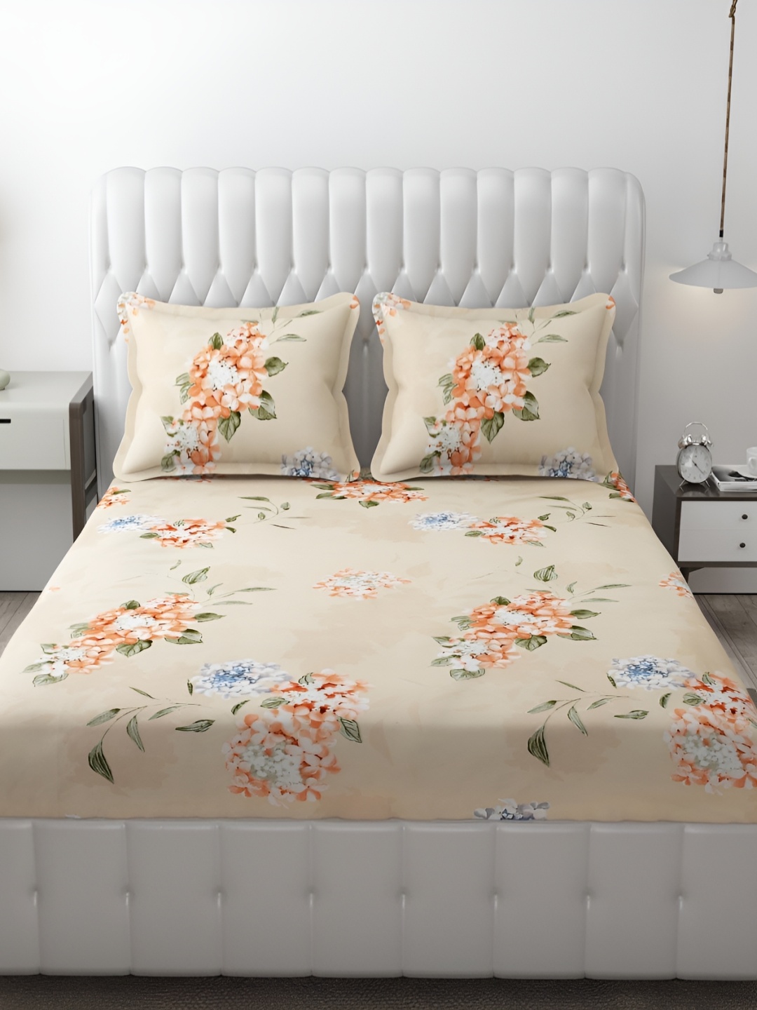 

MallowWorld 3-Pcs Beige 200TC Bedsheet With Pillow Covers
