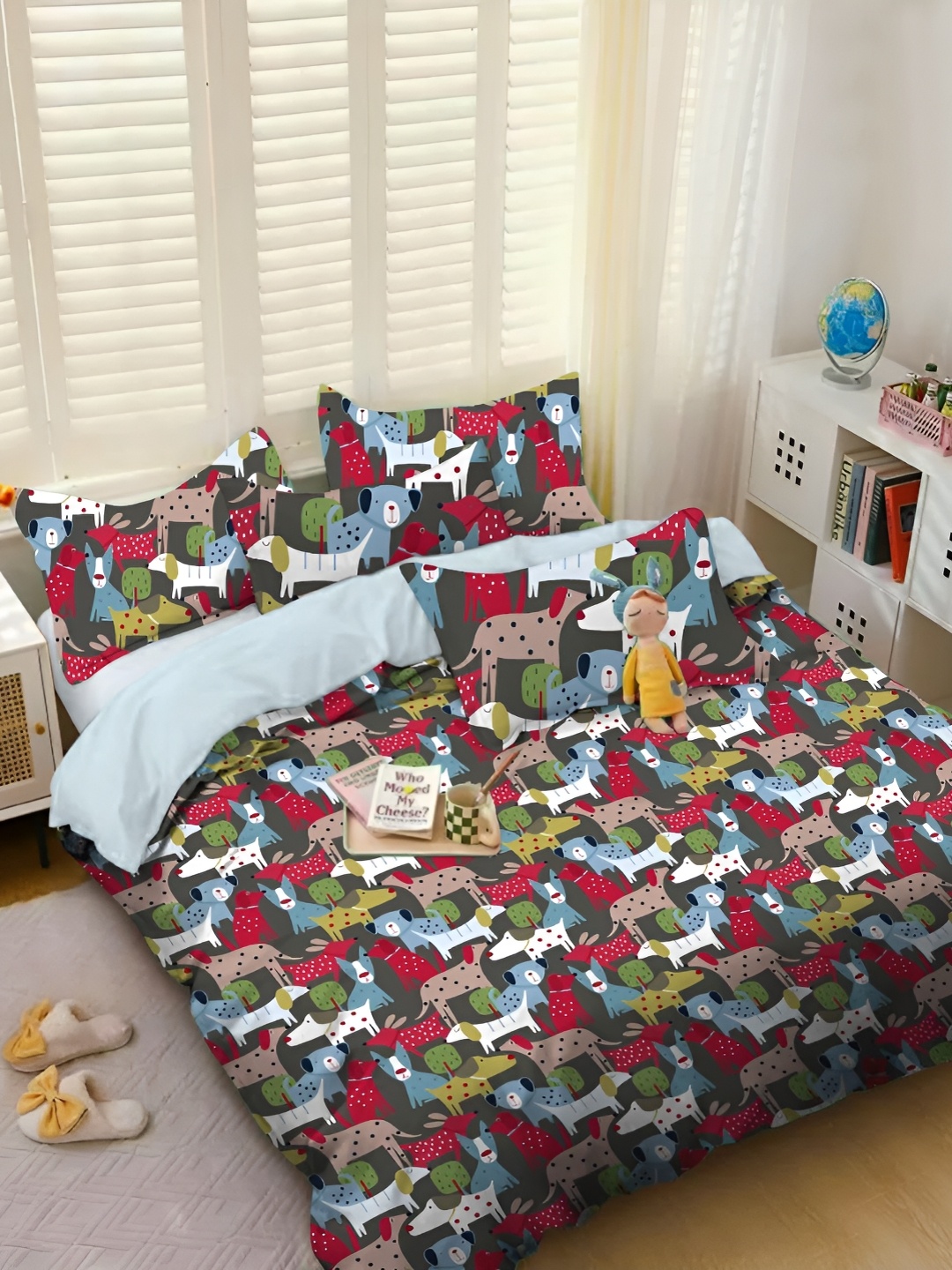 

MallowWorld 2-Pcs Red & Blue Cartoon Printed 200TC Single Bedcover With Pillow Cover