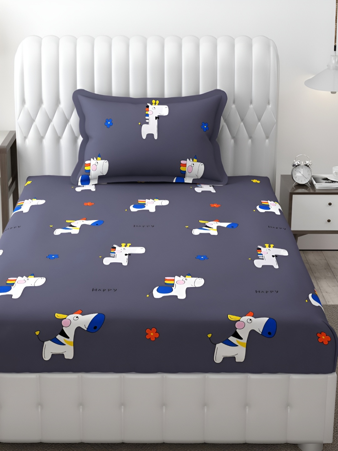 

MallowWorld 2-Pcs Grey 200TC Single Bedsheet With Pillow Covers
