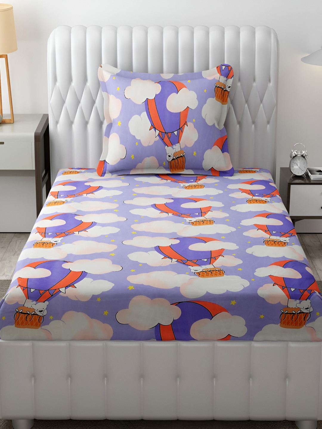 

MallowWorld Blue Cartoon Printed Single Bed Bed Cover