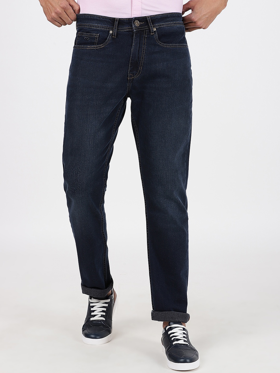 

JADE BLUE Men Straight Fit Clean Look Stretchable Jeans, Navy blue