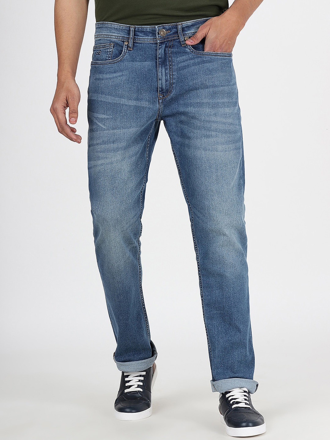 

JADE BLUE Men Straight Fit Heavy Fade Stretchable Jeans