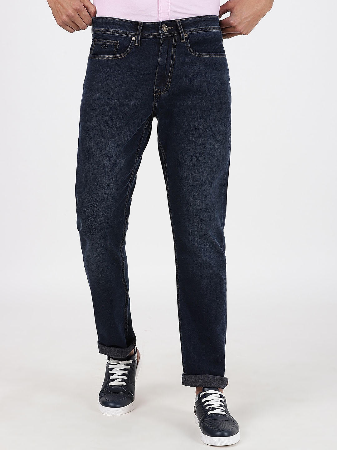 

JADE BLUE Men Straight Fit Stretchable Jeans, Navy blue