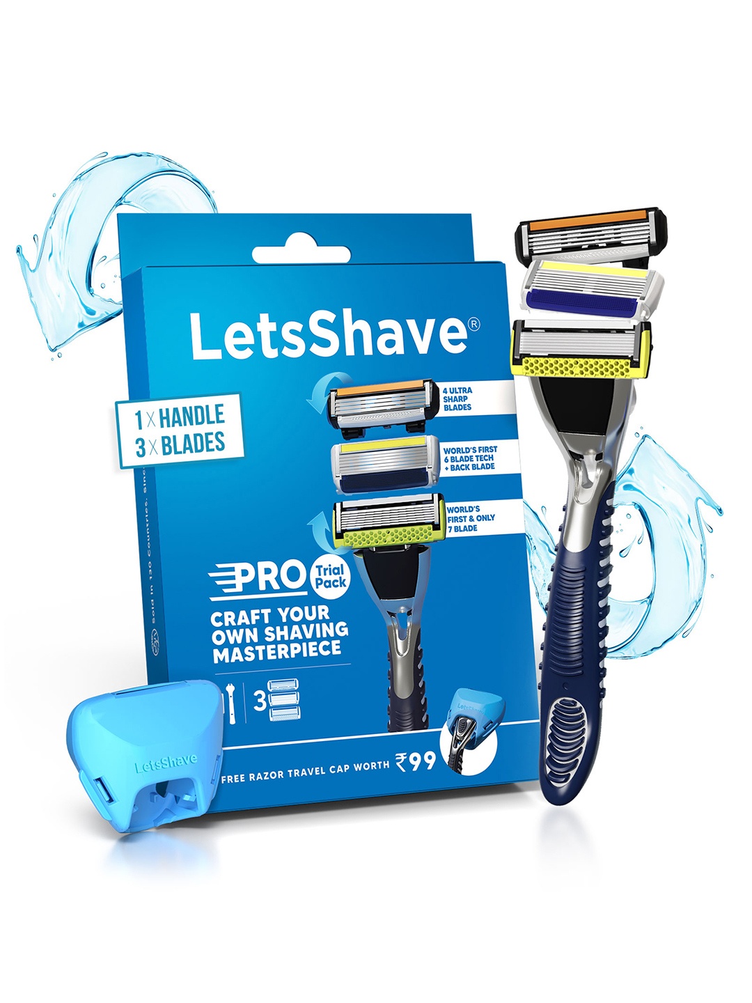 

LetsShave Pro Shaving Razor Trial Pack, Blue