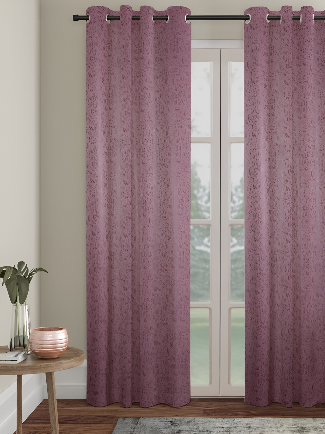 SOKNACK Pink Black Out Long Door Curtain