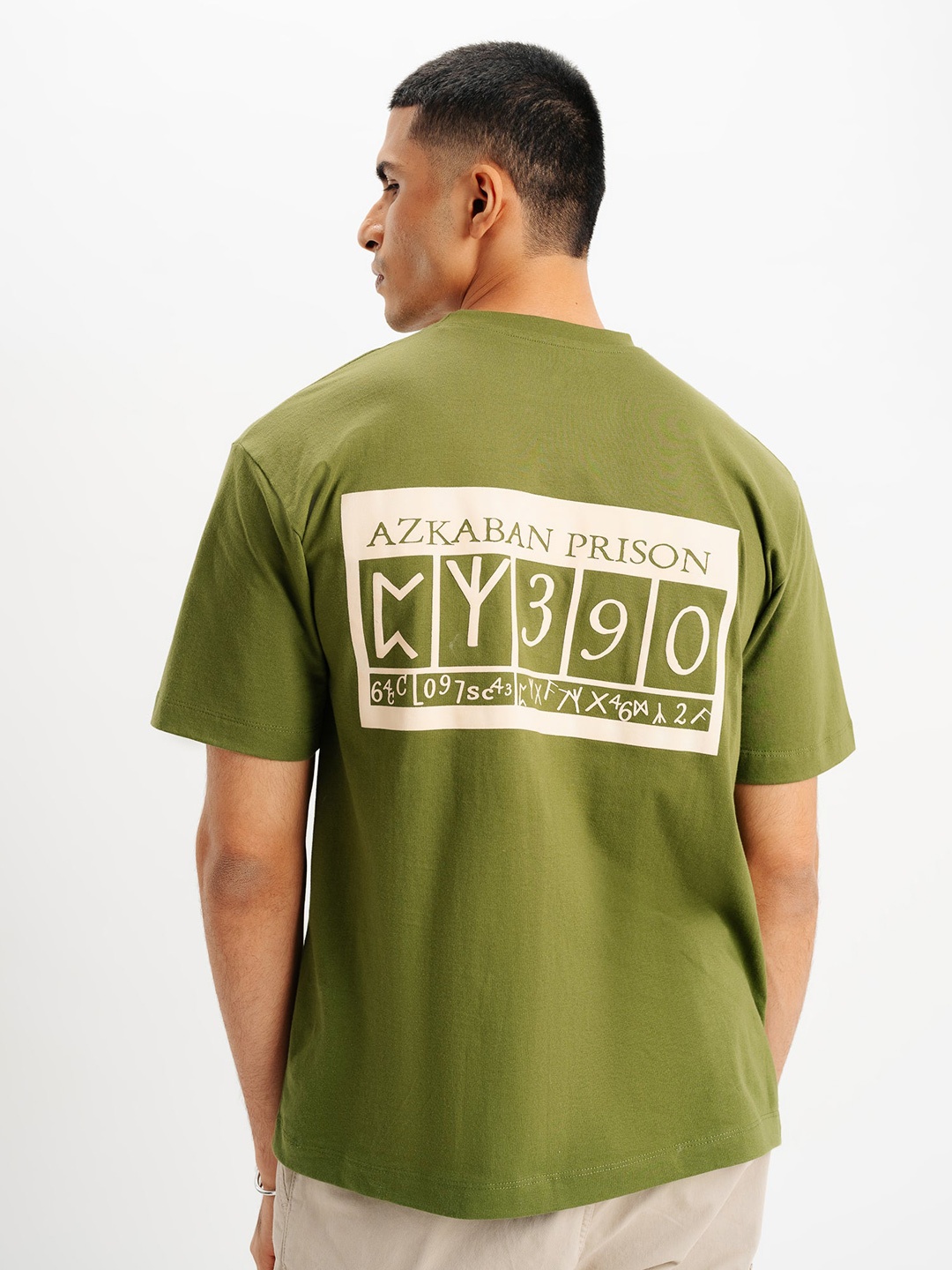 

FREAKINS Men Typography Printed Drop-Shoulder Sleeves T-shirt, Olive