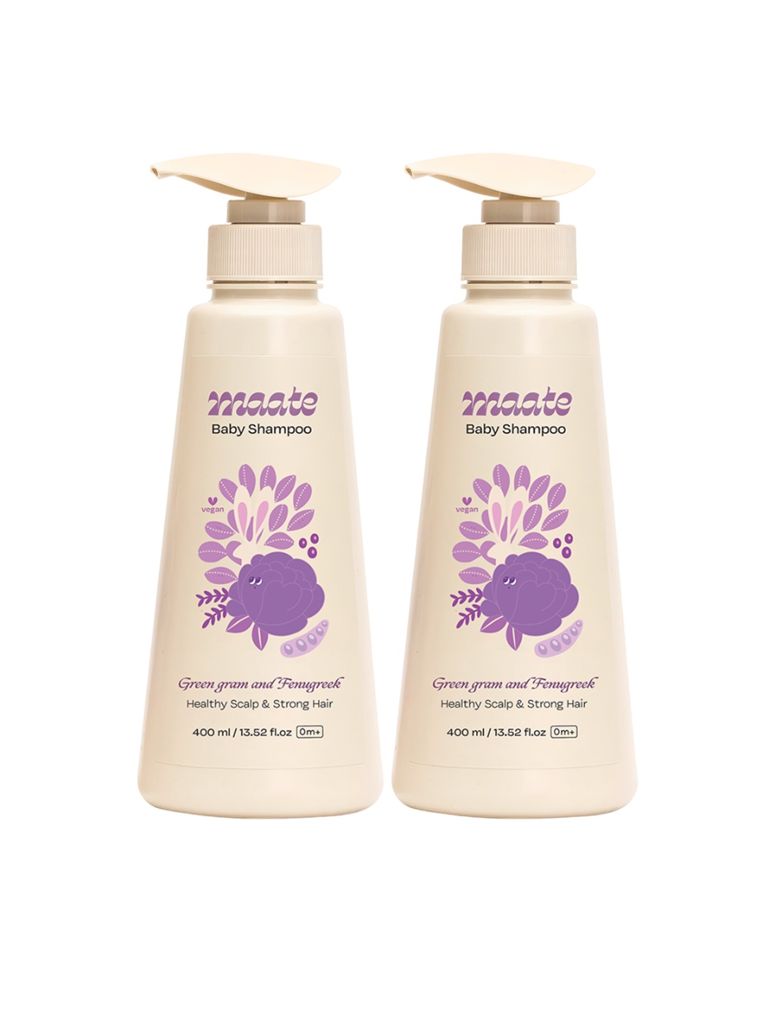 

MAATE Set of 2 Green Gram & Fenugreek Baby Shampoo - 400 ml Each, Beige