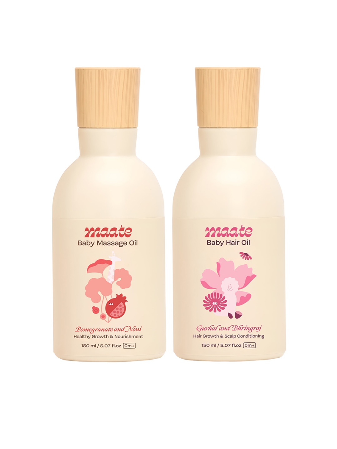 

MAATE Set of Baby Massage Oil & Hair Oil - 150 ml Each, Beige