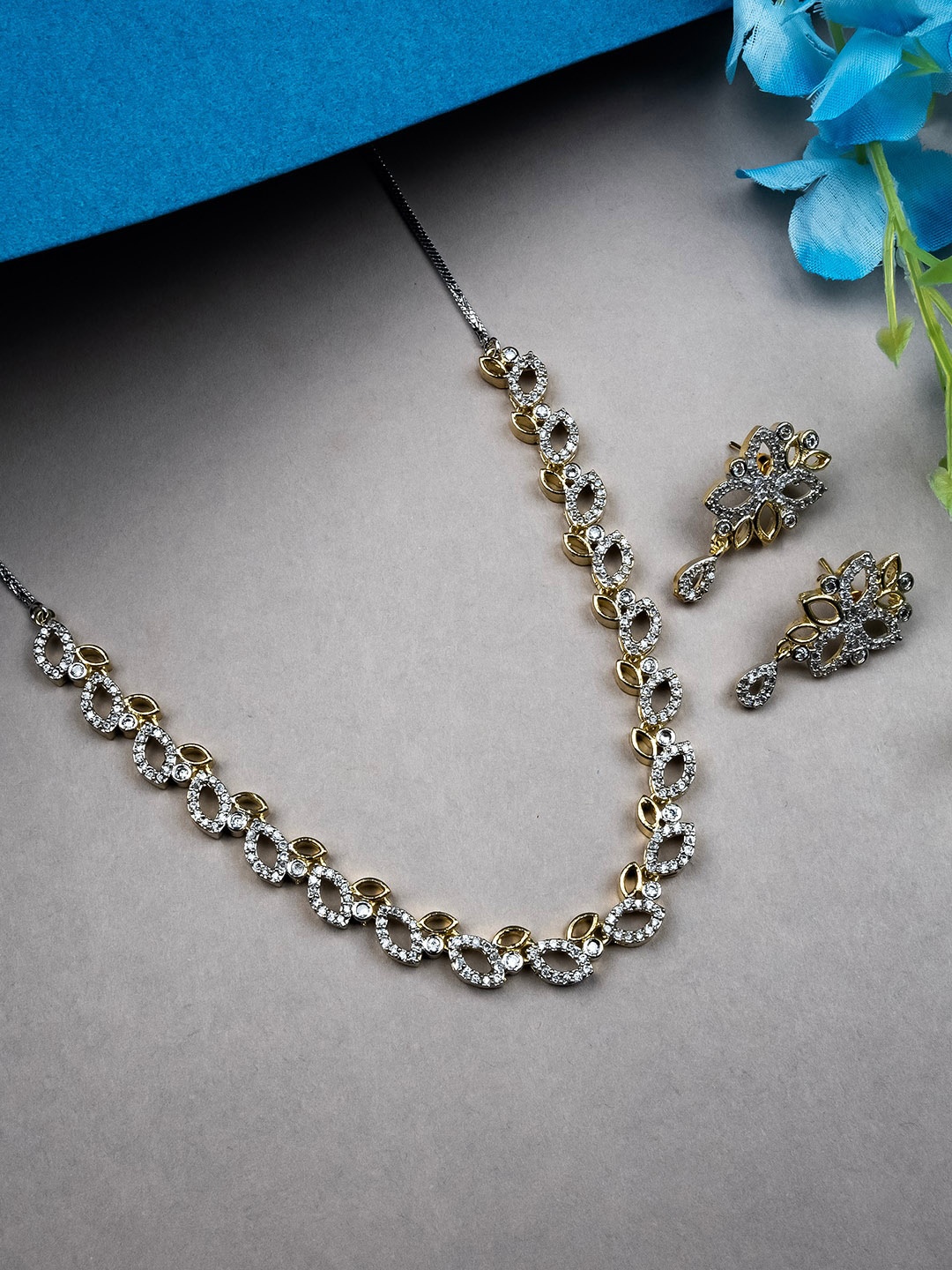 

StileAdda Gold Plated AD Studded Bela Jewellery Set
