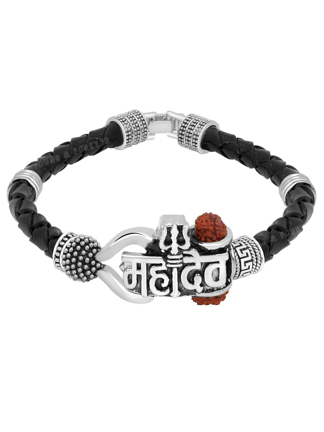 

Young & Forever Unisex Leather Tribal Wraparound Bracelet, Silver