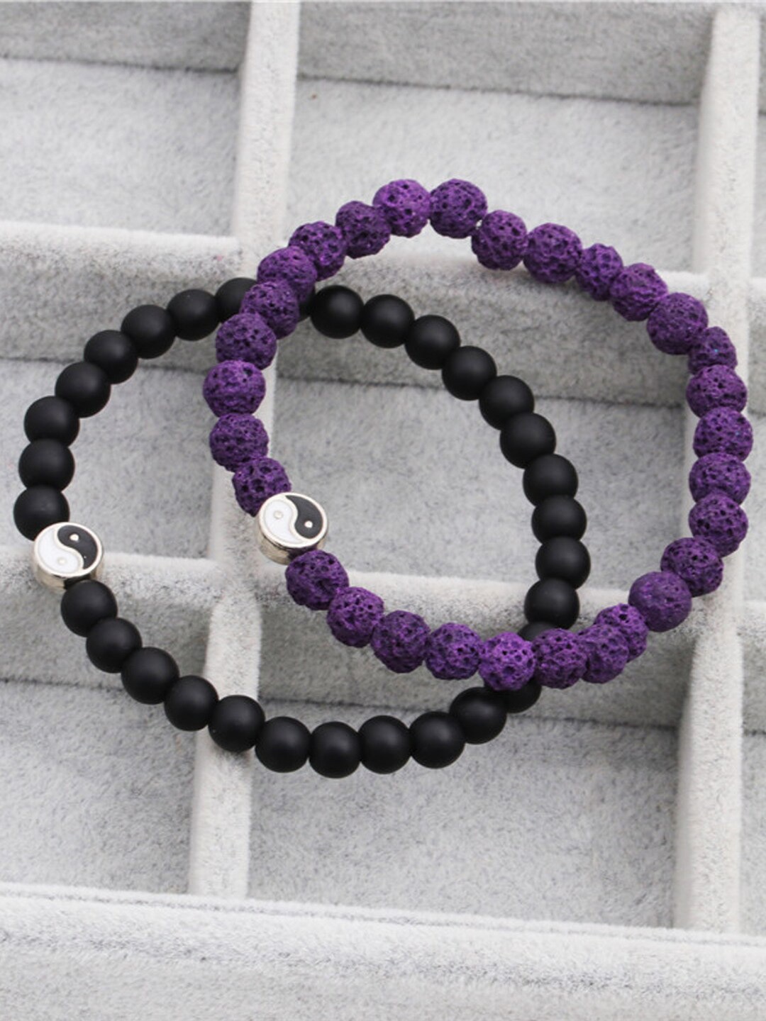 

Young & Forever Unisex Set Of 2 Brass-Plated Elasticated Bracelet, Purple