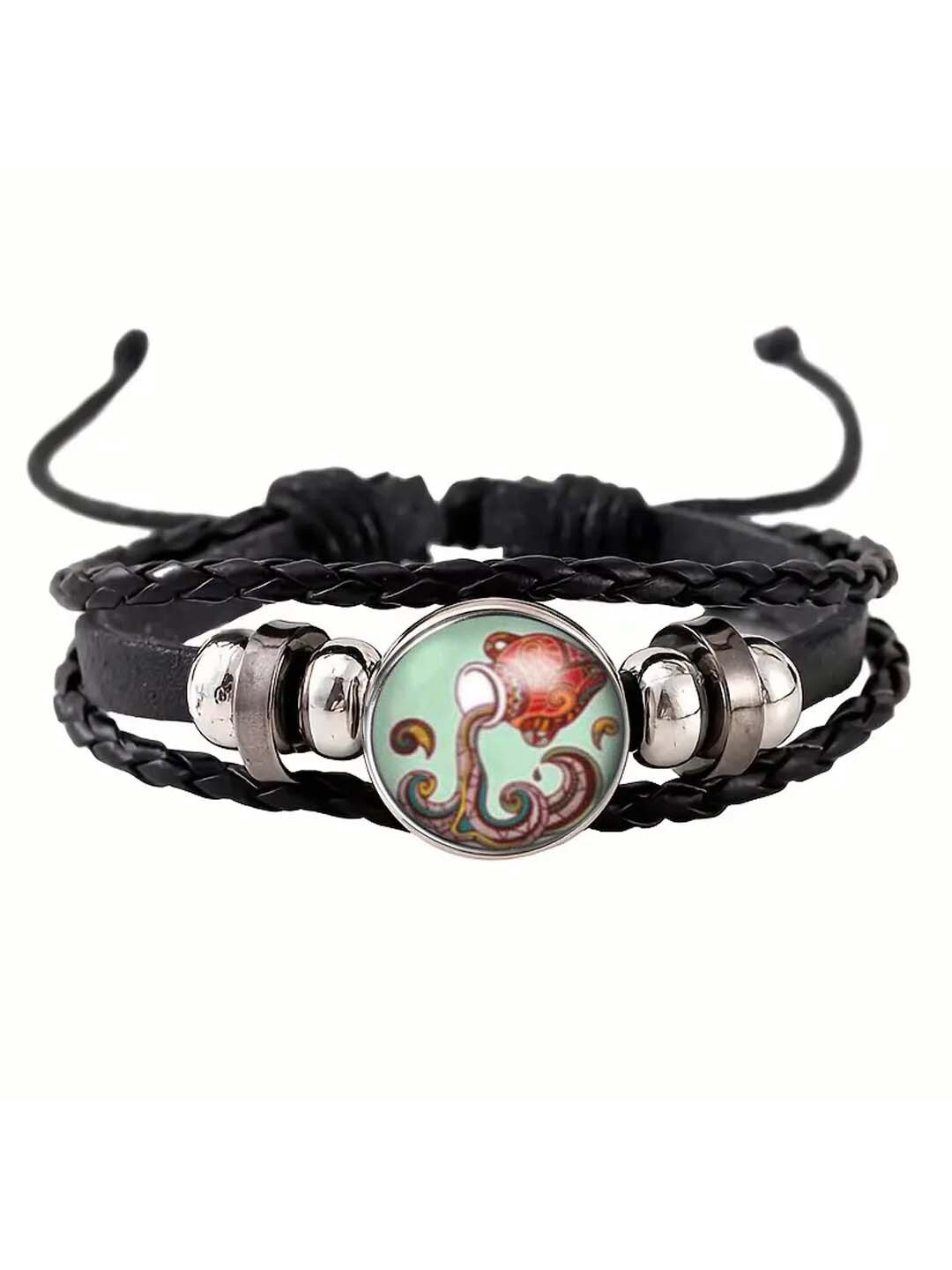 

Young & Forever Men Leather Wraparound Bracelet, Black