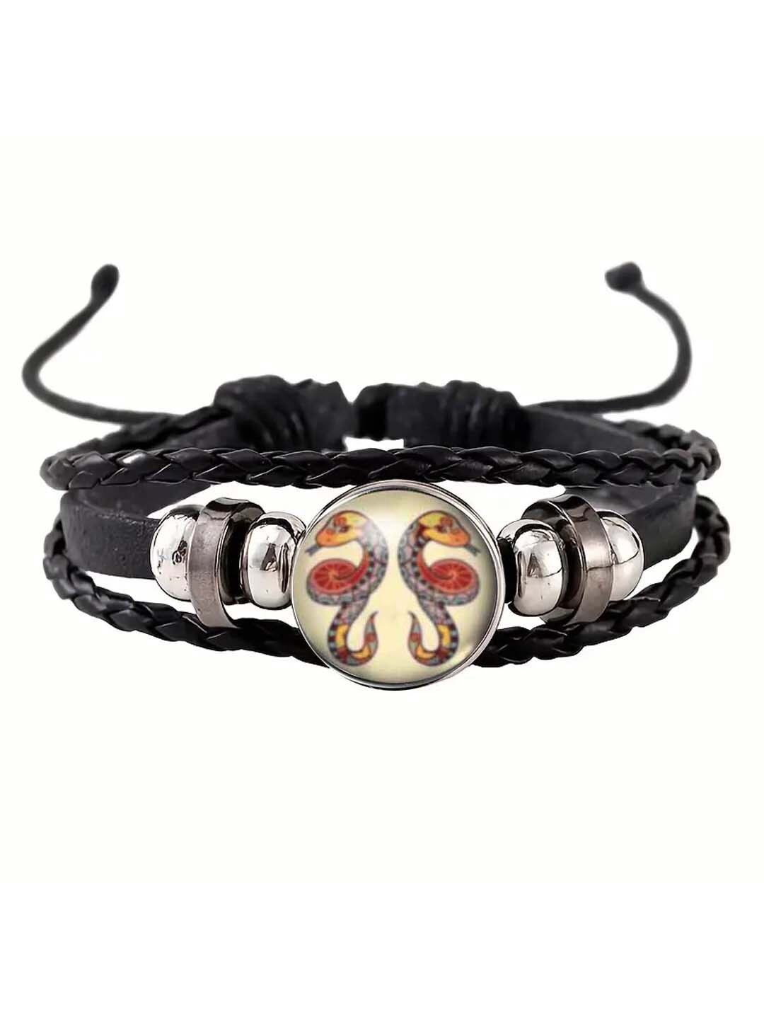 

Young & Forever Men Leather Wraparound Bracelet, Black