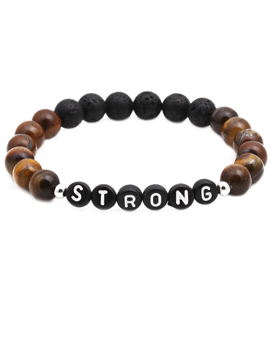 

Young & Forever Unisex Brass-Plated Tigers Eye Charm Bracelet, Brown