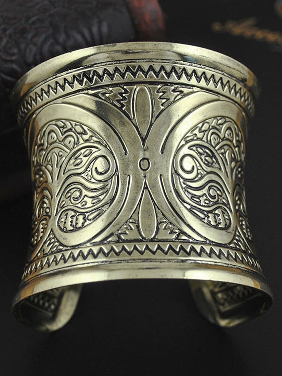 

Young & Forever Women Gold-Plated Tribal Cuff Bracelet