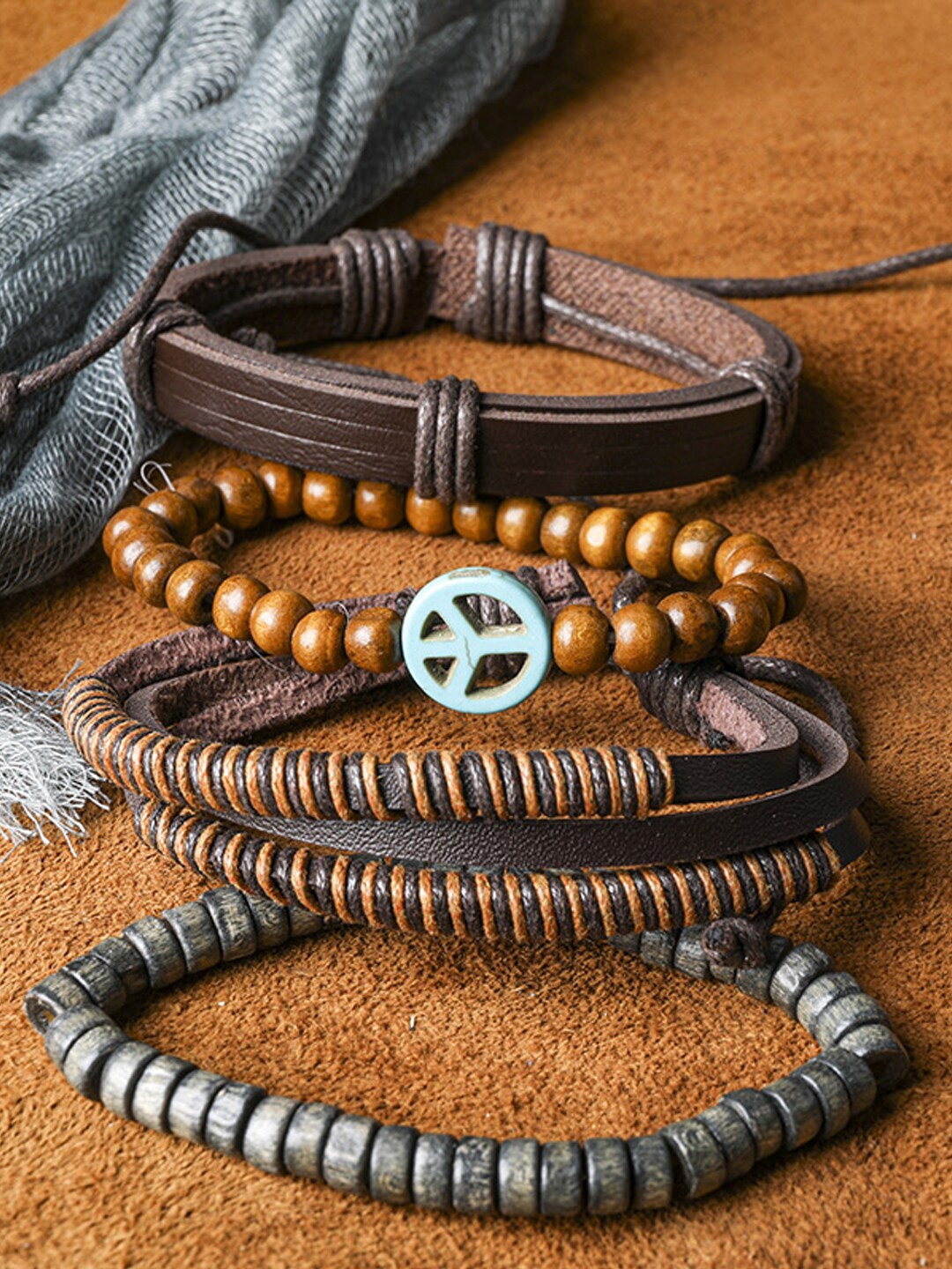 

Young & Forever Men Set Of 4 Leather Multistrand Bracelet, Brown