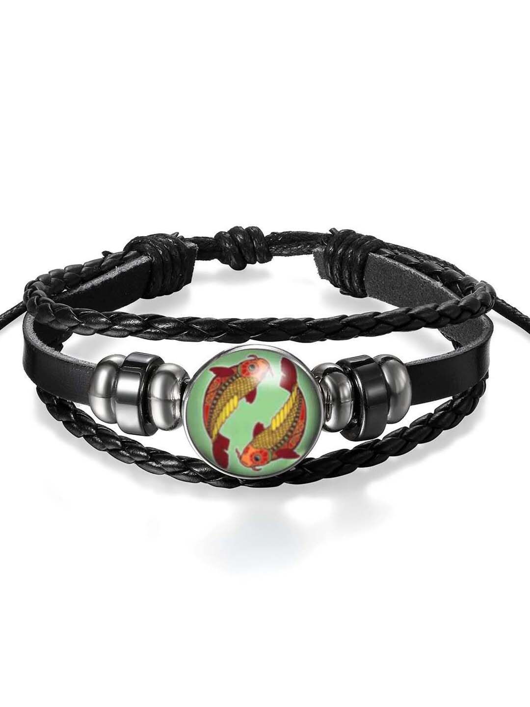 

Young & Forever Men Leather Wraparound Bracelet, Black