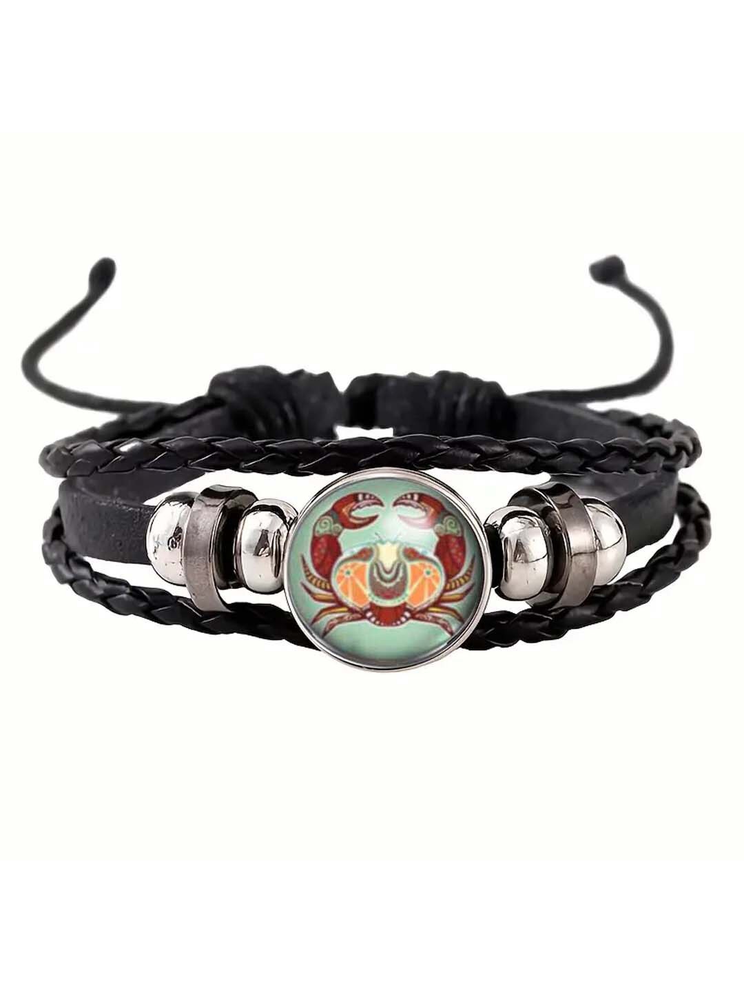 

Young & Forever Men Leather Wraparound Bracelet, Black