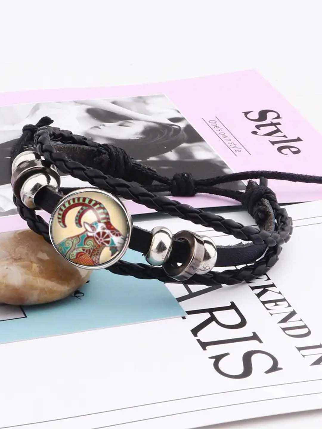

Young & Forever Men Leather Wraparound Bracelet, Black