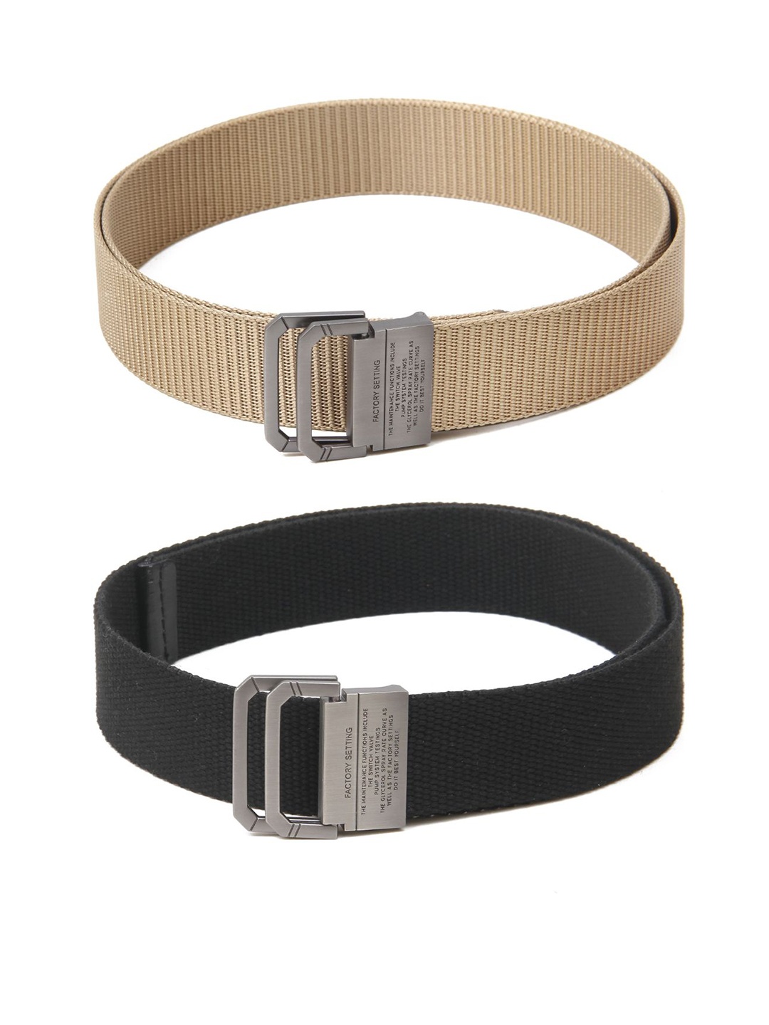 

Calvadoss Men Set Of 2 Textured Belts, Beige