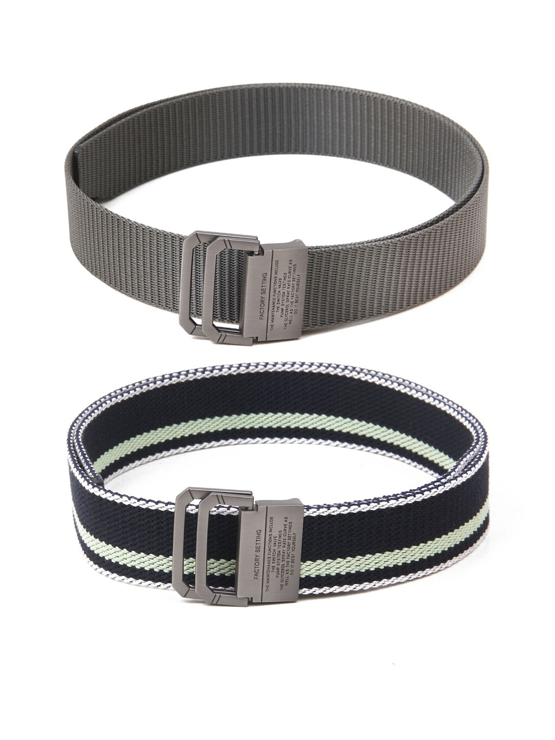 

Calvadoss Men Set of 2 Textured Belts, Grey