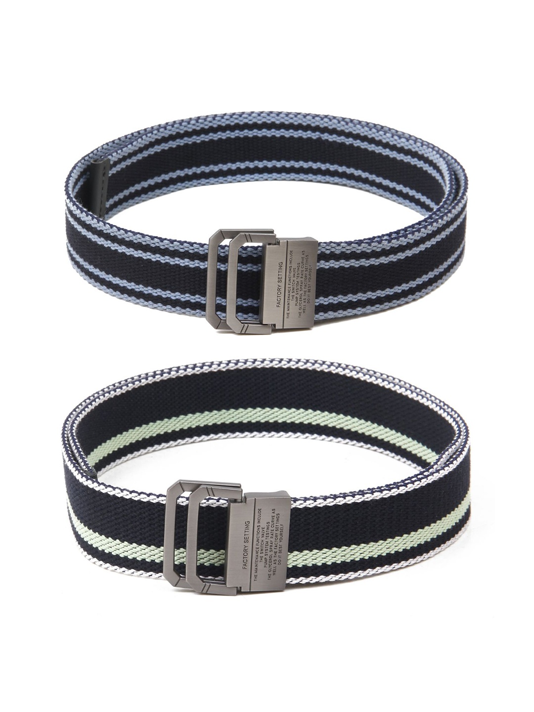 

Calvadoss Men Set Of 2 Textured Belts, Navy blue