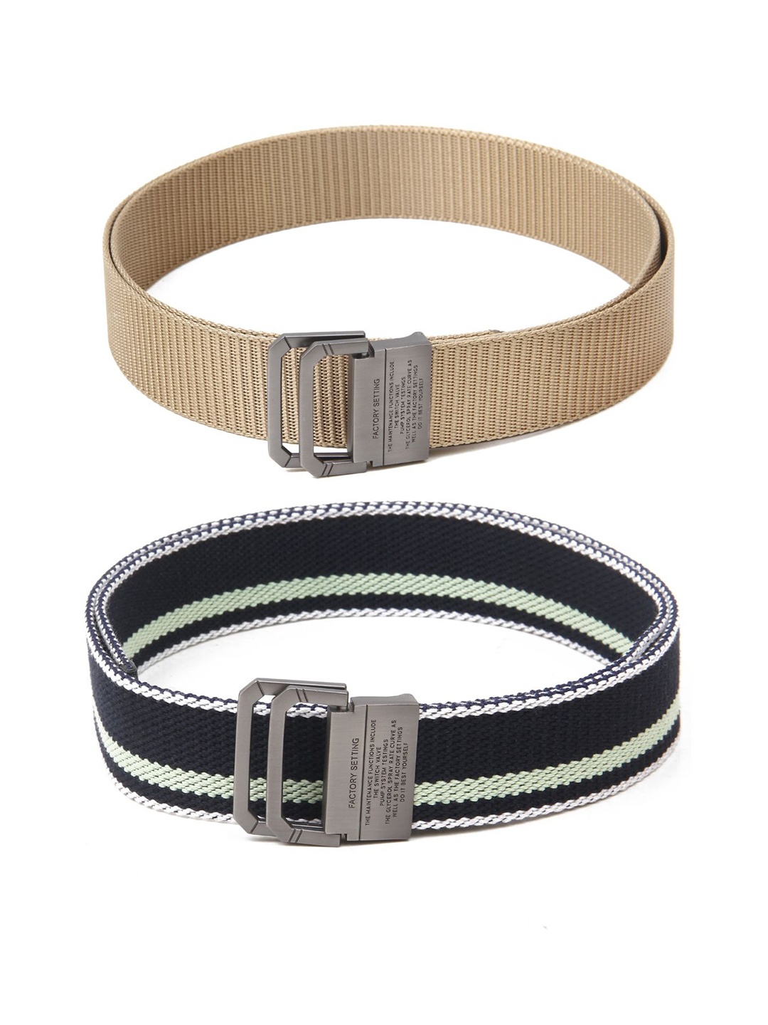 

Calvadoss Men Set Of 2 Textured Belts, Beige