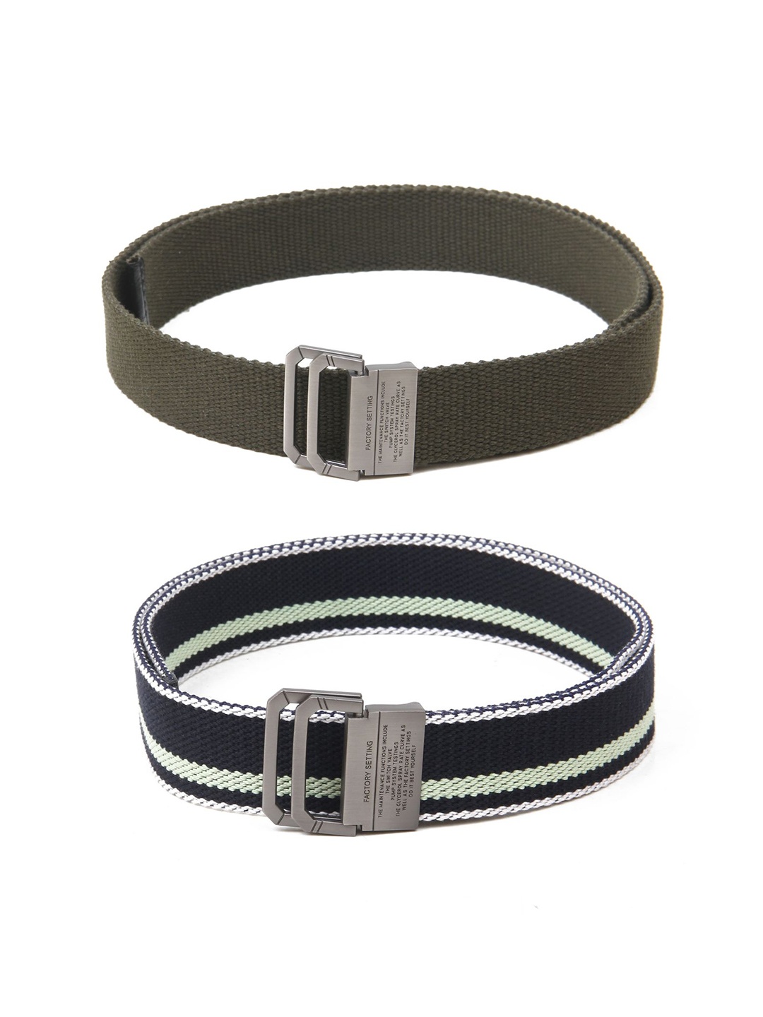 

Calvadoss Men Set Of 2 Textured Wide Belt, Green