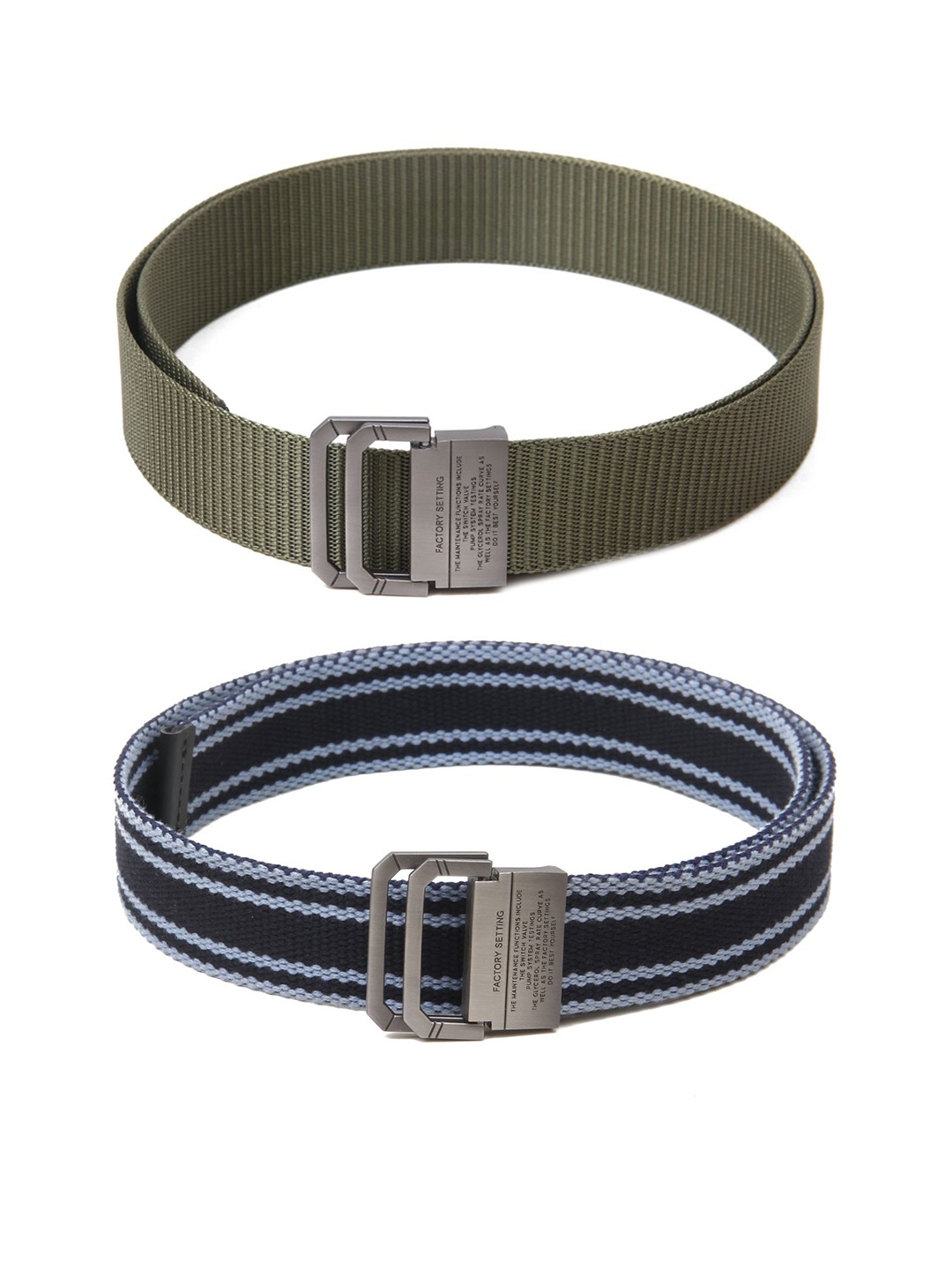 

Calvadoss Men Set of 2 Textured Belts, Green