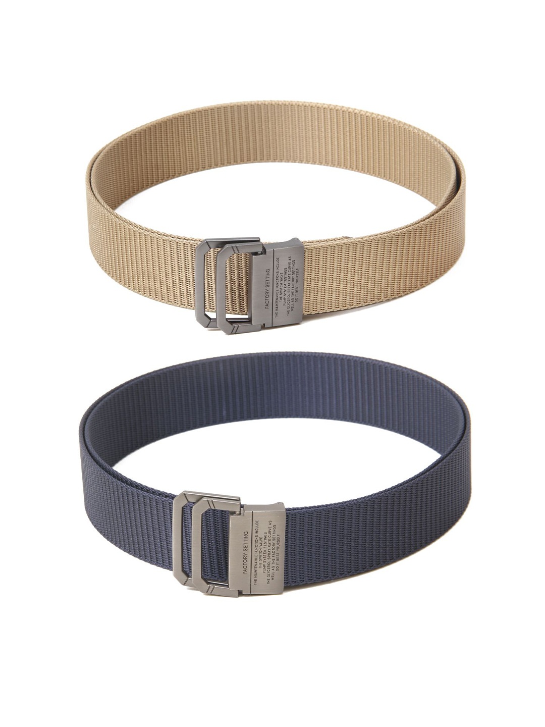 

Calvadoss Men Set Of 2 Textured Belts, Beige