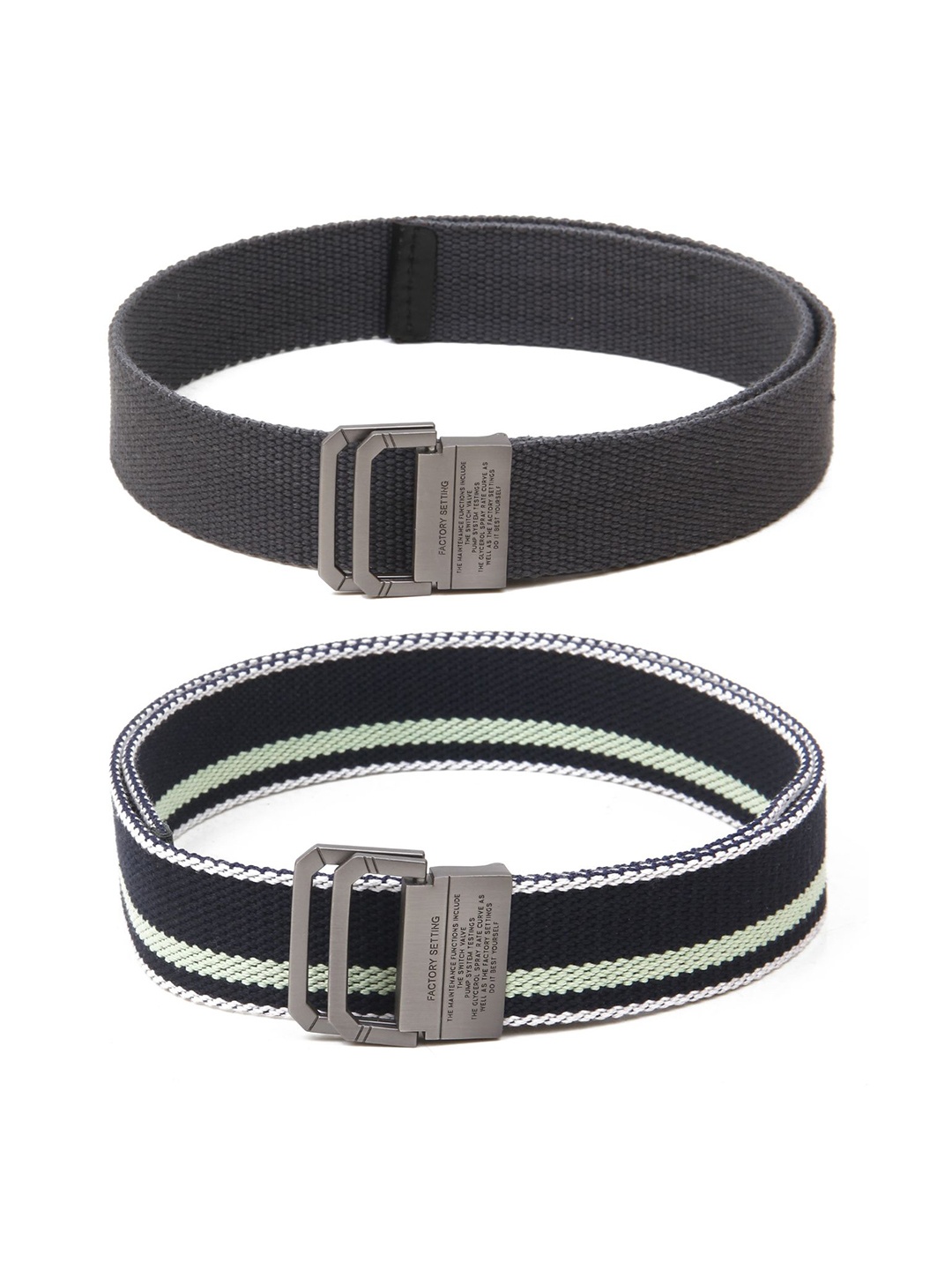 

Calvadoss Men Set Of 2 Textured Belts, Grey