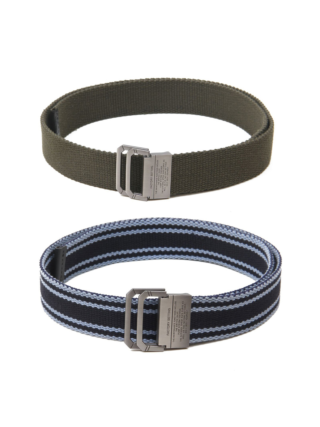 

Calvadoss Men Set Of 2 Textured Belt, Green