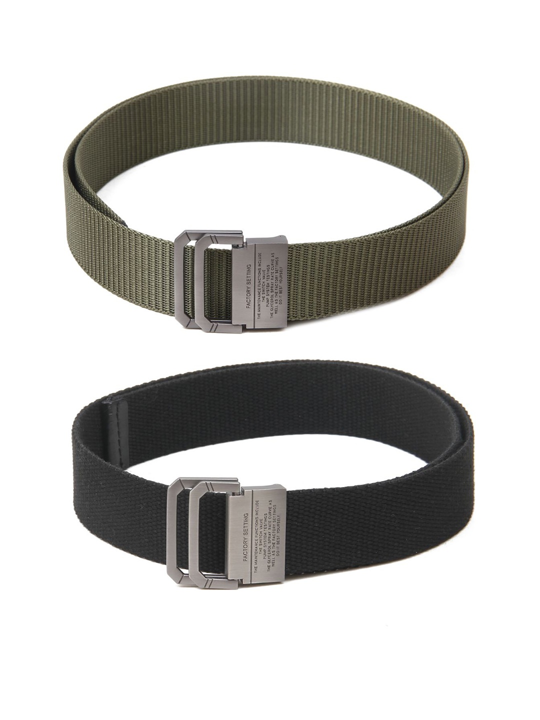 

Calvadoss Men Set Of 2 Textured Belts, Green